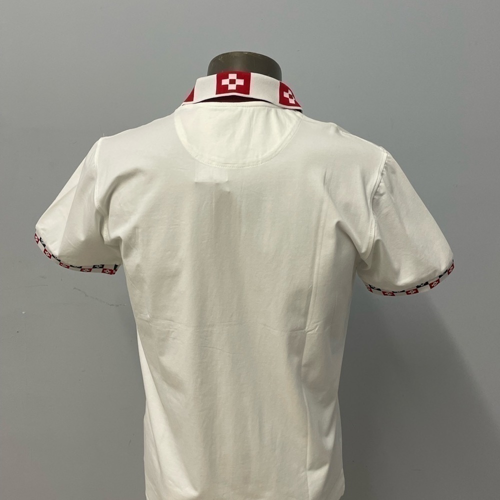 Deniko shirt polo white modern fit 3 button top - Picture 3 of 3